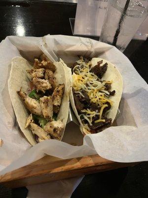 Chicken Taco (left) and Beef Taco (right)