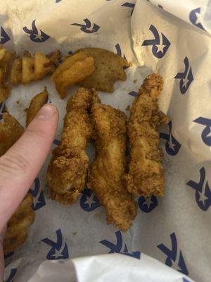 Chicken tenders small finger for reference