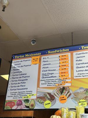 Menu   Tortas and Sandwiches