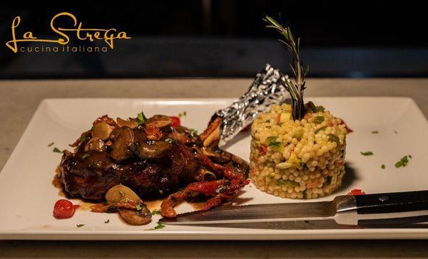 Veal Chop served with Spring Couscous