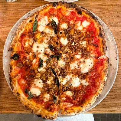 Margherita Pizza with Vegan Sausage