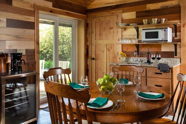 Sunrise Cottage dining, kitchenette and porch