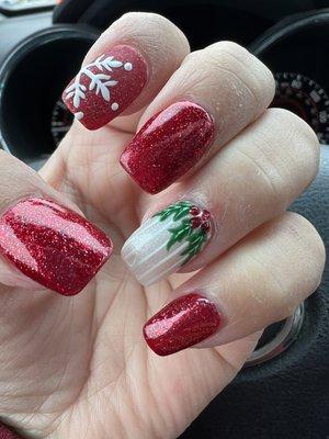 Christmas nails done by Sarah.