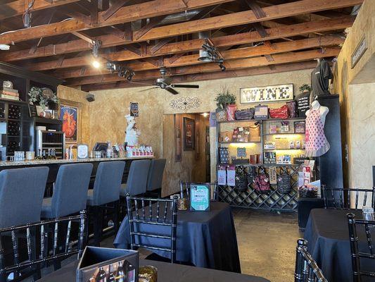 Indoor bar area and small gift shop