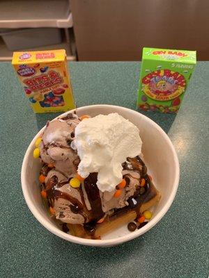 Chocolate Chocolate Chips with Reese's pieces and fresh Whipped Cream