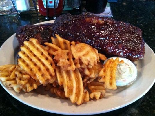 Full Slab of Ribs(Wednesday Special) and Awesome Waffle Fries!!!!