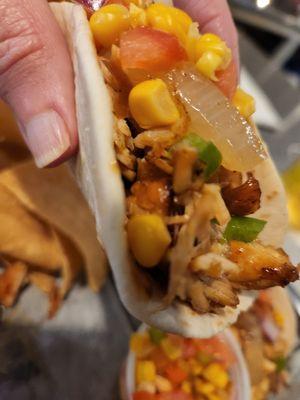 Whiskey peach chicken tacos and Buffalo Chicken Flatbread