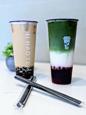 Ceremonial Matcha Green Tea and Mango Milk Tea