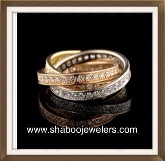 Trio color diamond wedding band