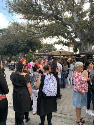 Packed with People.  A Free Event  Dia De Los Muertos ( Day of the Dead) November 1, 2019 in DTLA on Olivera Street