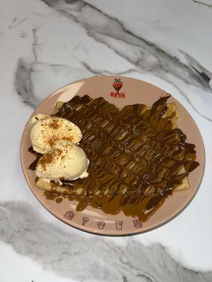 Crepe with Nutella, cookie butter, cookie butter crumbl and ice cream