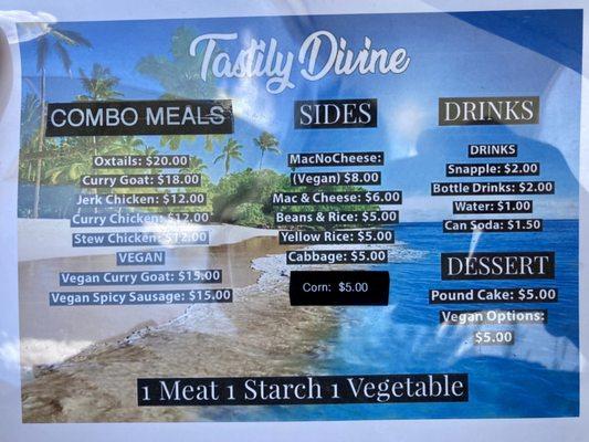 Tastily Divine menu