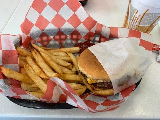 Cheese burger and fries