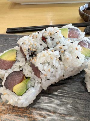 Tuna and Avo roll. Super fresh and perfect balance of ingredients!