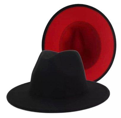 Black and red  bottom fedora hat