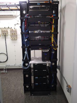 Customer rack after TechWorks completed the installation of dual Synology high-availability solutions for secure shared file storage.