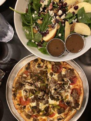 salad and pizza