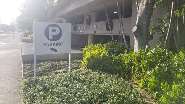 Parking garage entrance from Pohukaina Street.