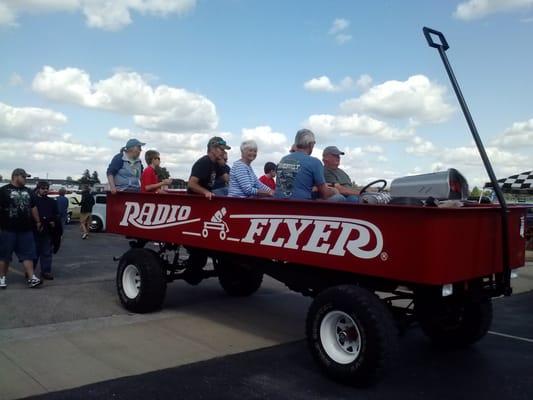 How fun is this? Everyone wanted a picture of this large Radio Flyer wagon driving around.