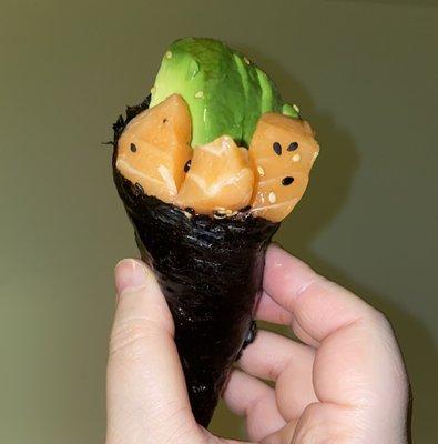 Salmon Avocado Handroll. Very fresh avocados  and hearty salmon