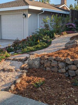 Post-installation: Moss rock retaining wall