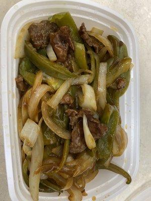 The large pepper steak with only 4 pieces of meat.