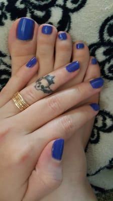 Beautiful blue polish by Stephanie.