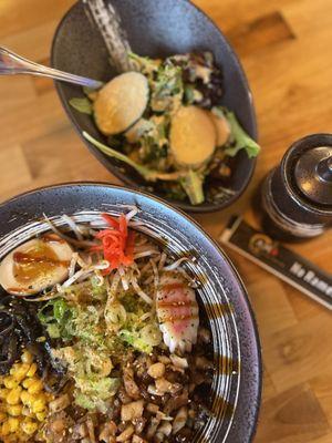 Mazesoba ramen and side salad