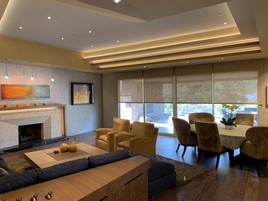 Lutron motorized shades controlled by ELAN.