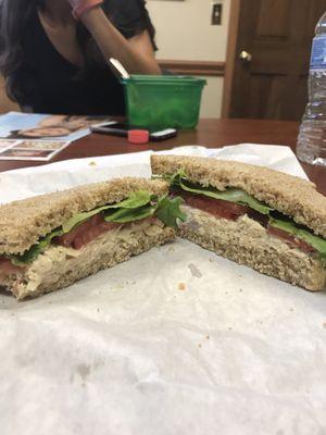 Tuna lettuce tomato on whole wheat