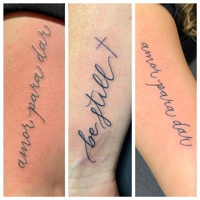 Lettering tattoos made by Juarez