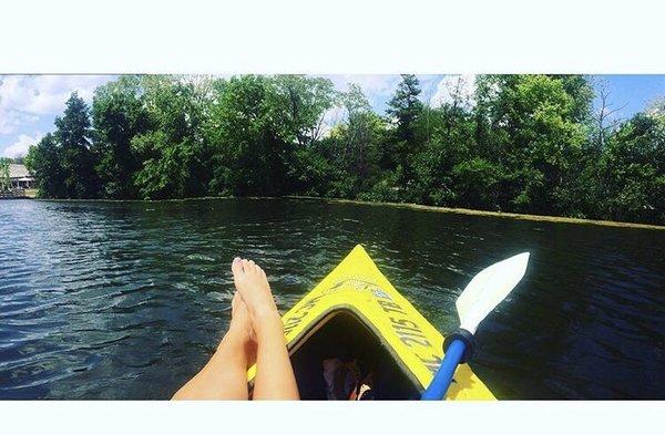 Relaxing on a kayak