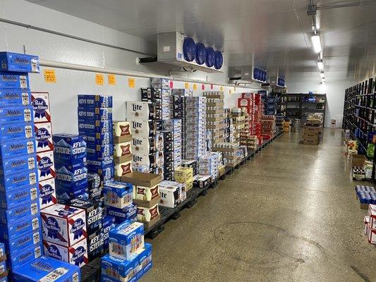 Walking cooler with wide selection of beer