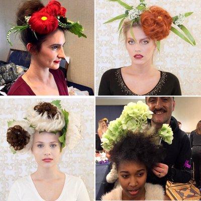 Some fun special occasion up styles done at NYFW  Flowers made of hairpieces in many colors , FUN!!