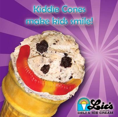 Kiddie cones topped with gummy worms :)