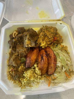 Goat curry & chicken curry plate