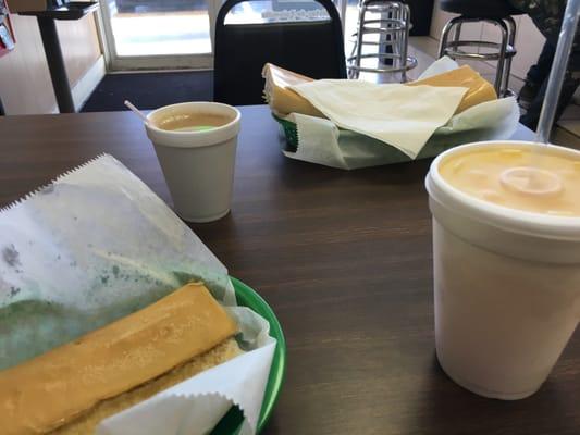 Tostada, BLT, fresh squeezed orange juice, and cafe con leche