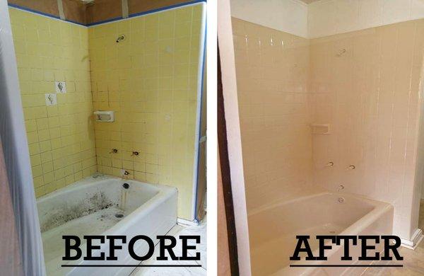 Bathtub and tile surround refinishing