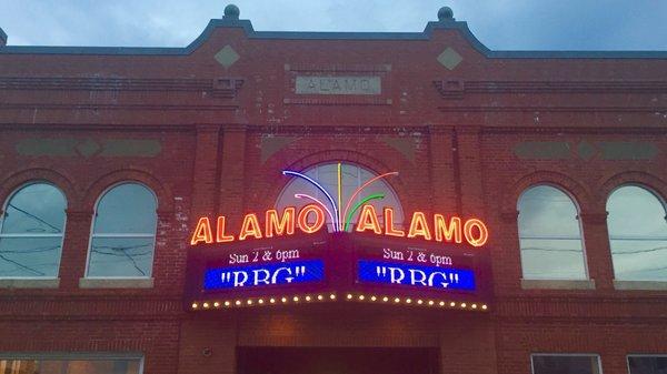 The modern facade outside The Alamo.