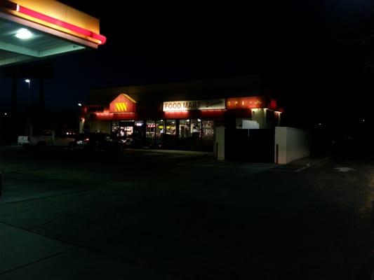 Food mart at night