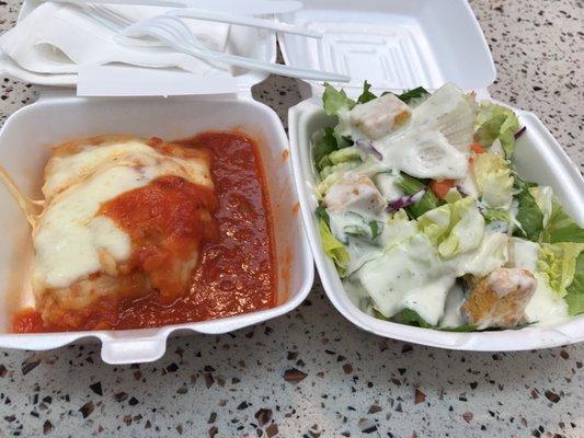 Chicken parm and a salad