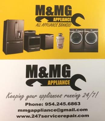 M&MG Appliance 954-245-6863 Anytime!  24/7