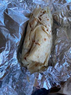 Burrito-  see the wrinkles  and grill marks on the wrapper? Definitely homemade!