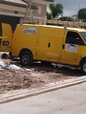 Action roofing sub-sub worker with his own van