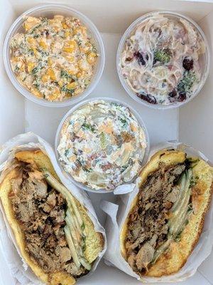 Duck, Duck... Sandwich, Picnic Pasta Salad, Loaded Baked Potato Salad, and Street Corn Salad | Instagram: @telephonesmoothie