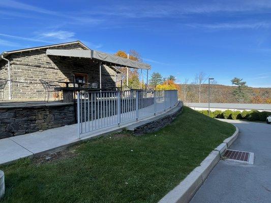 Outdoor patio seating with a beautiful view