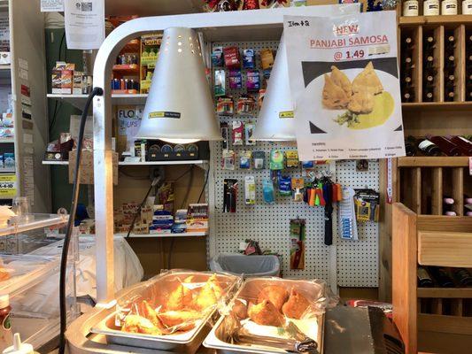 Samosas ($1.49) at Cedar Market in Berkeley are delicious and handmade daily by the woman who runs the small grocery.