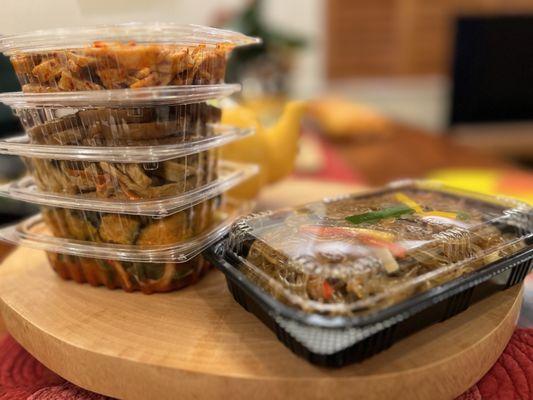 Banchan and japchae that came home with me