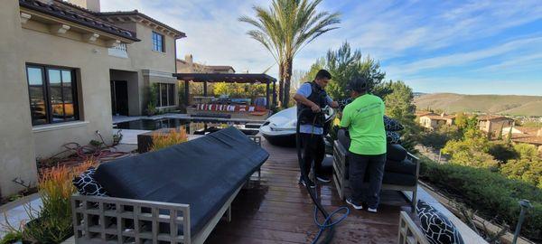 "Today we had a nice view in Ladera Ranch while we cleaned the patio furniture."