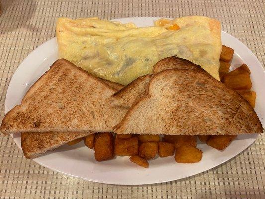 Veggie omelette with toast